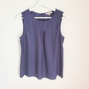 Modcloth Blue Polka Dotted Scalloped Blouse Size S